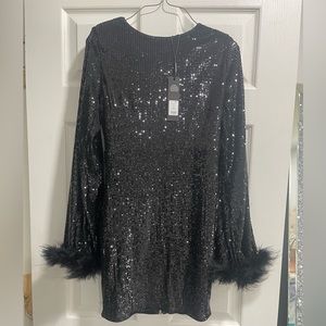 Black sequins mini dress size M
